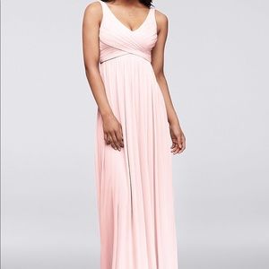 David’s bridal long mesh dress w/ cowl back detail